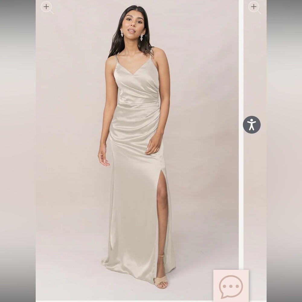 Revelry Rory Satin Dress in Soft Champagne Size 4